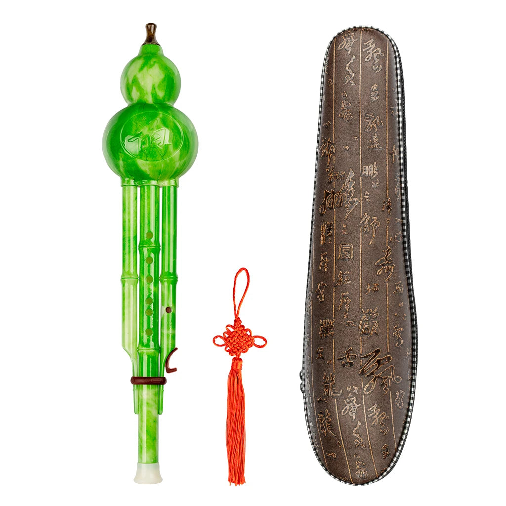 NAOMI Professional Chinese Handmade Black Bamboo Hulusi Flute Double Tone C Key Gourd Flauta Ethnic Musical Instrument W/ Case