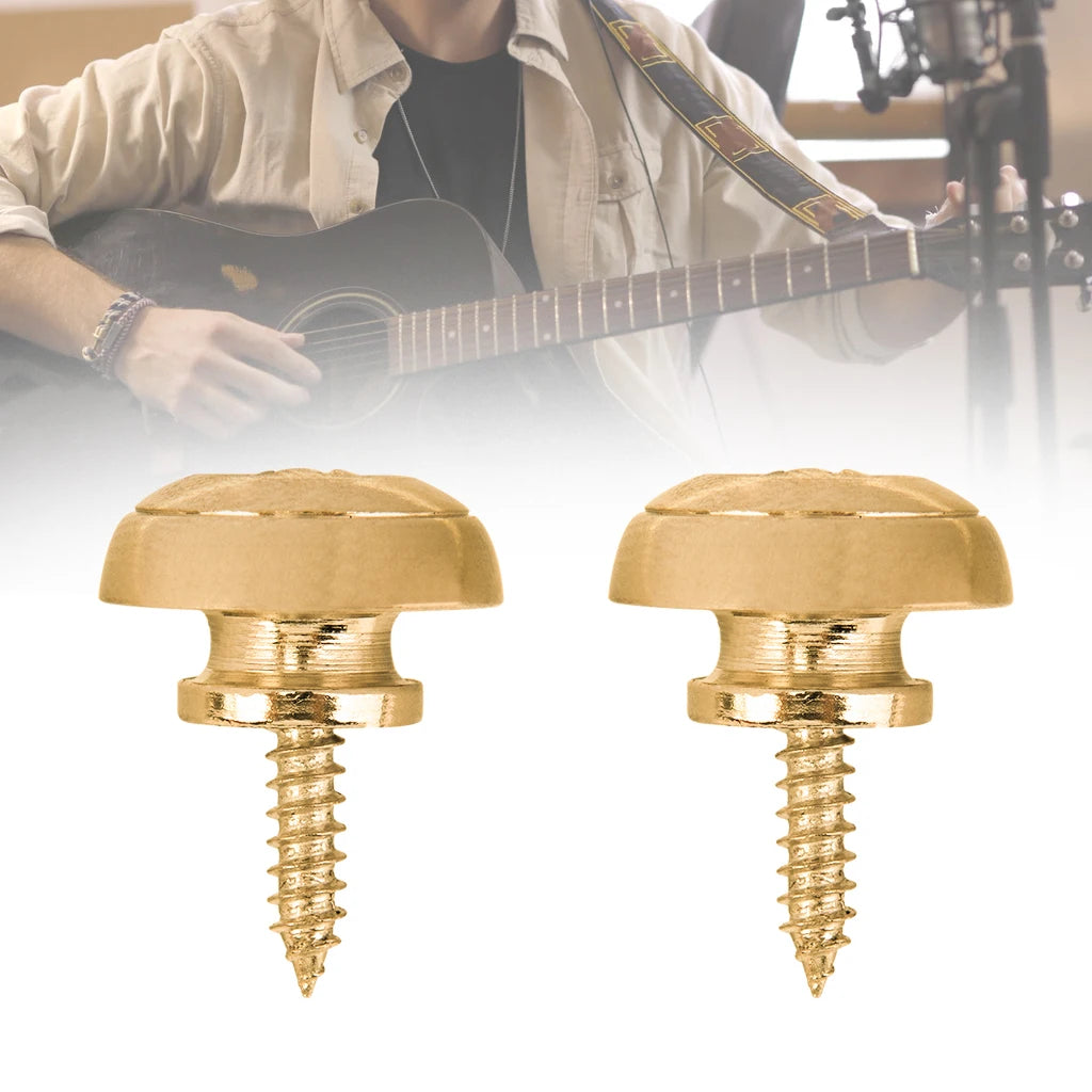 NAOMI 2pcs Guitar Strap Lock Flat Round Head Heavy Duty Metal Button Straplock Silver/Black/Golden Color For Electric Acoustic Guitar