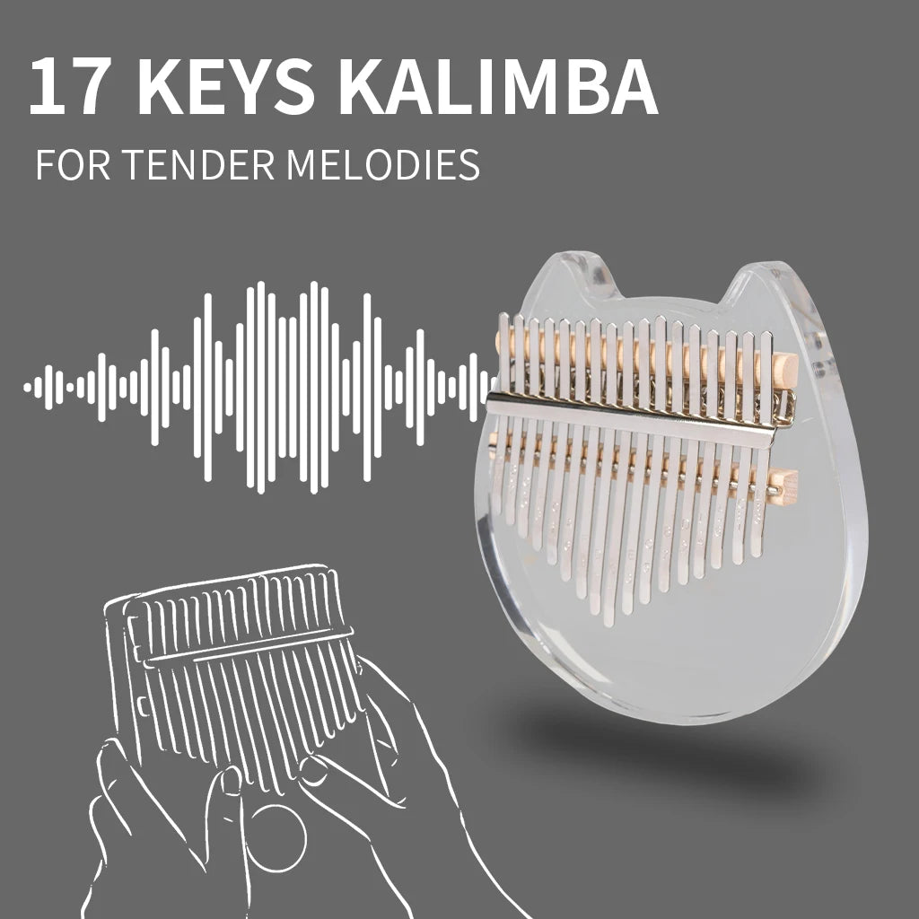 NAOMI K01-C Kalimba Instrument Cute Crystal Acrylic Material Kalimba Engraved Keys 17 African Thumb Piano