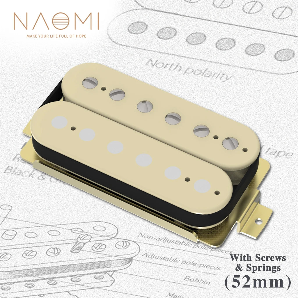 NAOMI Electric Guitar Humbucker Pickups Double Coil Guitar Bridge Pickup 52mm Pole Spacing Ceramic Magnet Plastic Bobbin