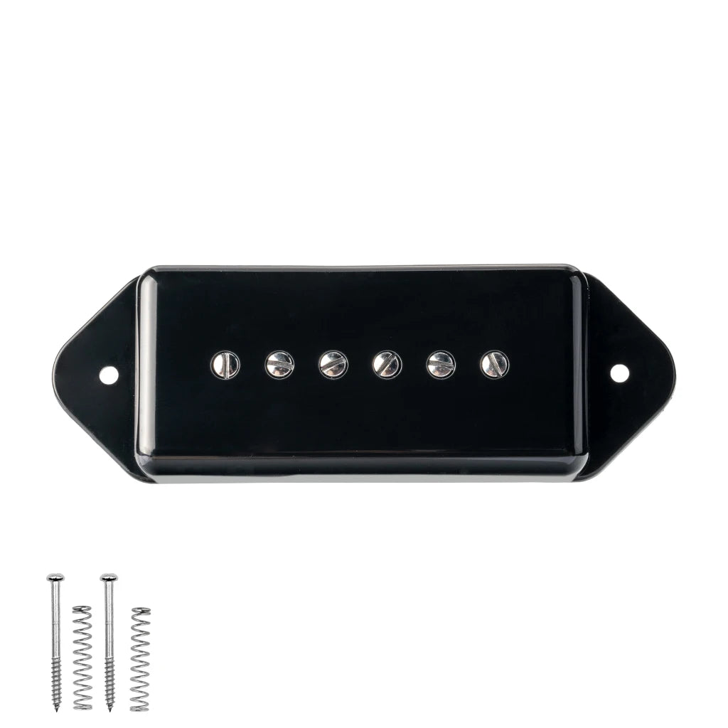 NAOMI Black P90 Electric Guitar Pickup High Output Neck 50mm Pickup w/ Metal Cover Dog Ear Shape Soap Bar Ceramic Magnet