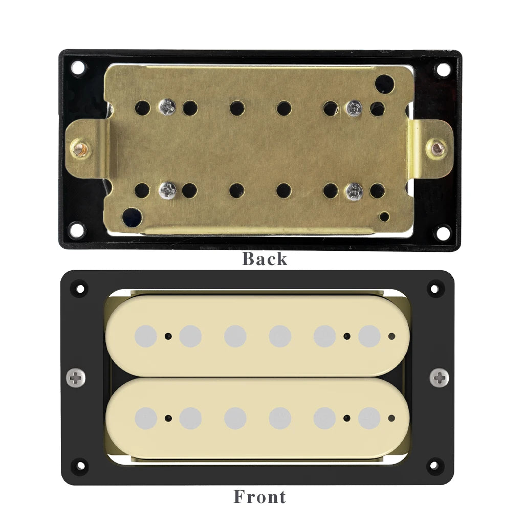 NAOMI 2pcs Electric Guitar Humbucker Pickups Double Coil Guitar Bridge Pickup&Neck Pickups Set Cream w/Black Pickups Cover Frame