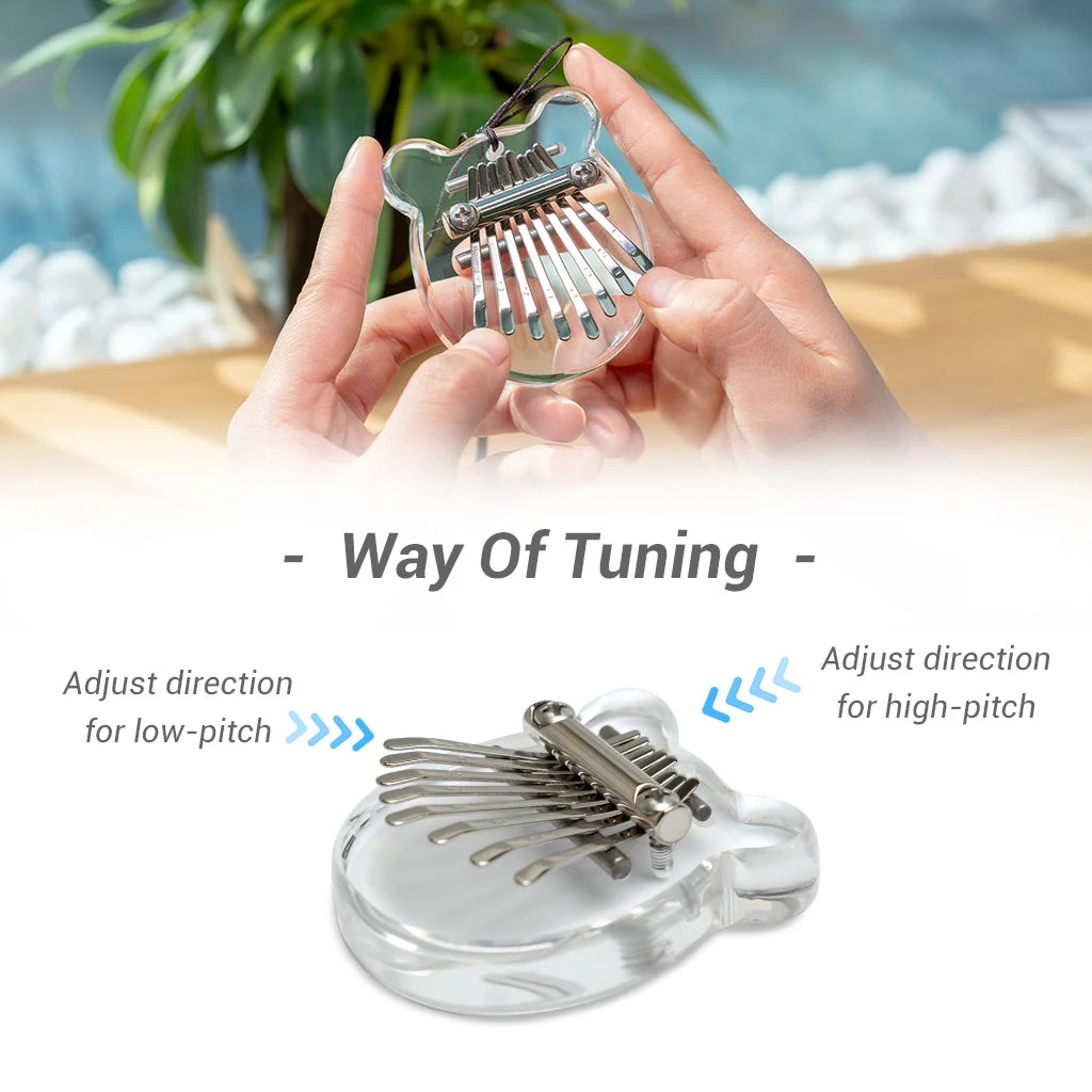 NAOMI Cute Pocket Mini Kalimba 8 Keys Thumb Piano Transparent Acrylic Finger Piano Bear Shape Suitable For Children's Toys