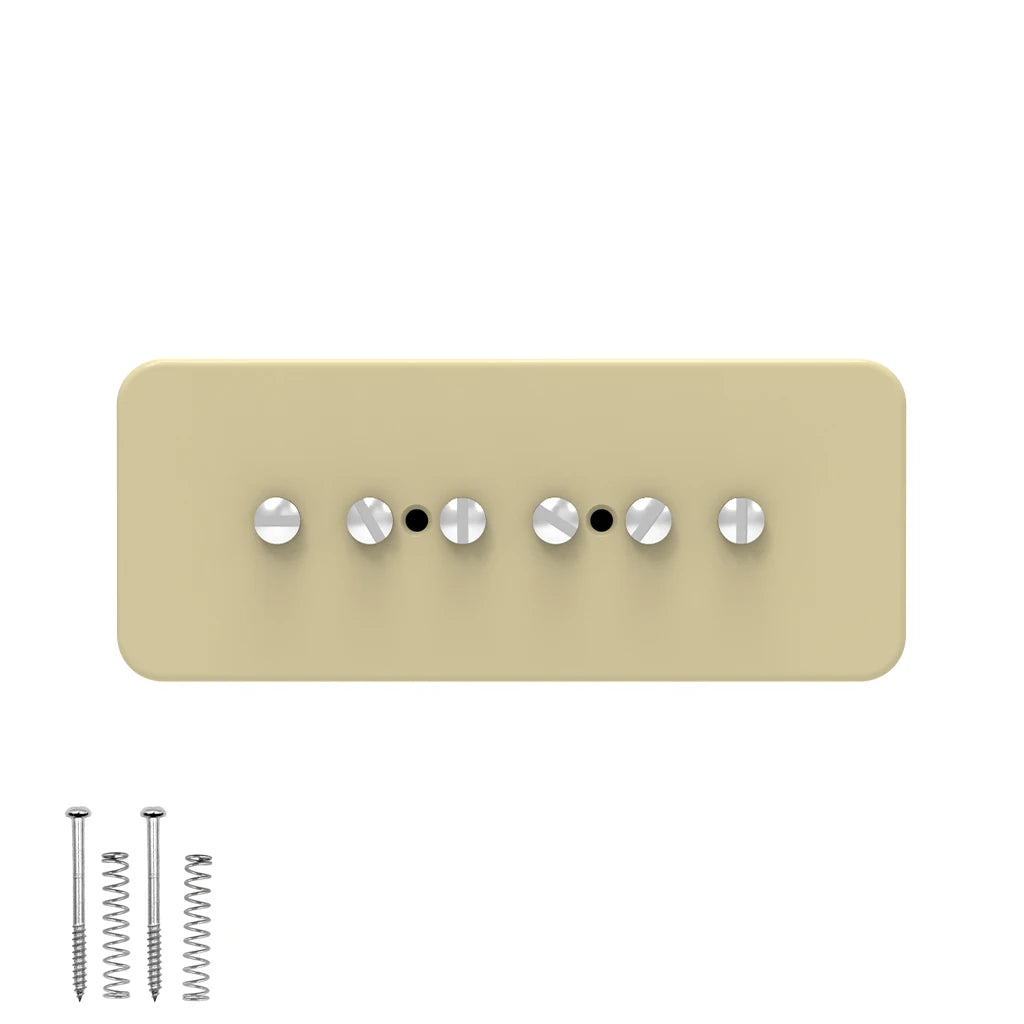 NAOMI 2pcs Vintage P90 Soapbar Style Electric Guitar Pickup Neck&Bridge Set 50/52mm w/ 6pcs Adjustable Screws Ivory Like Cover