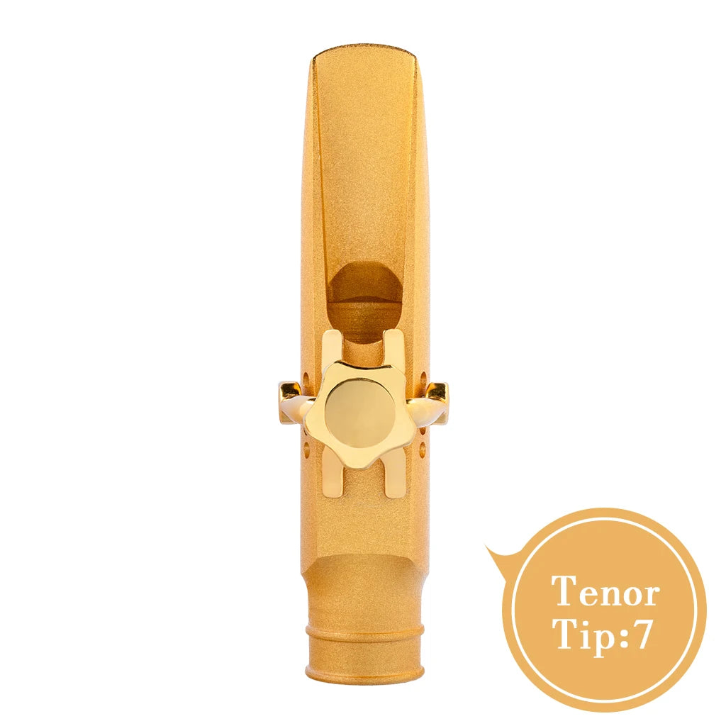 NAOMI Gold Plated B-flat Tenor Saxophone Sax Mouthpiece Cap Ligature 5.6.7.8.9.10 Medium Chamber Straight Baffle