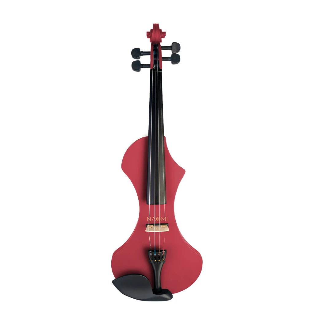 NAOMI Electric Violin 4/4 Full Size Solid Wood Silent Violin Set w/ Carrying Case+Audio Cable+Extra Strings+Tuner+Bridge+Rosin