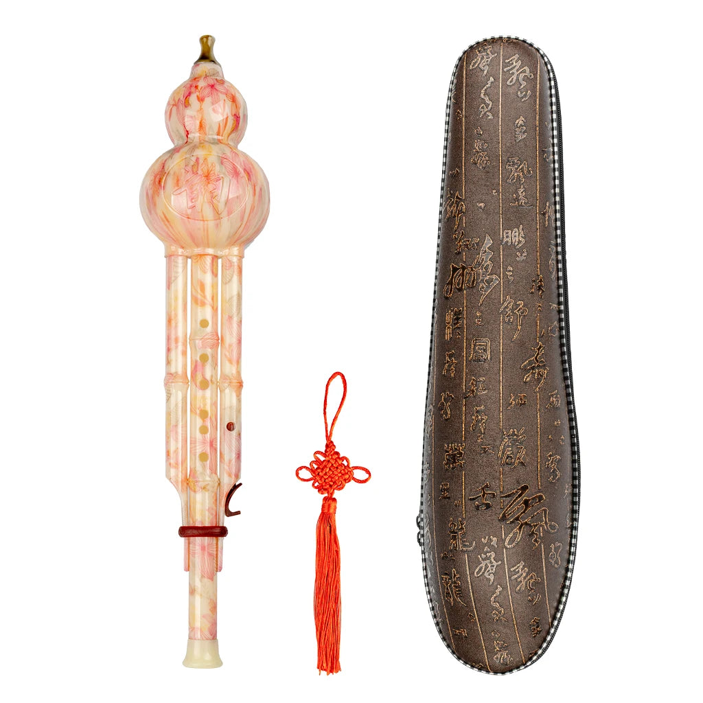 NAOMI Professional Chinese Handmade Black Bamboo Hulusi Flute Double Tone C Key Gourd Flauta Ethnic Musical Instrument W/ Case