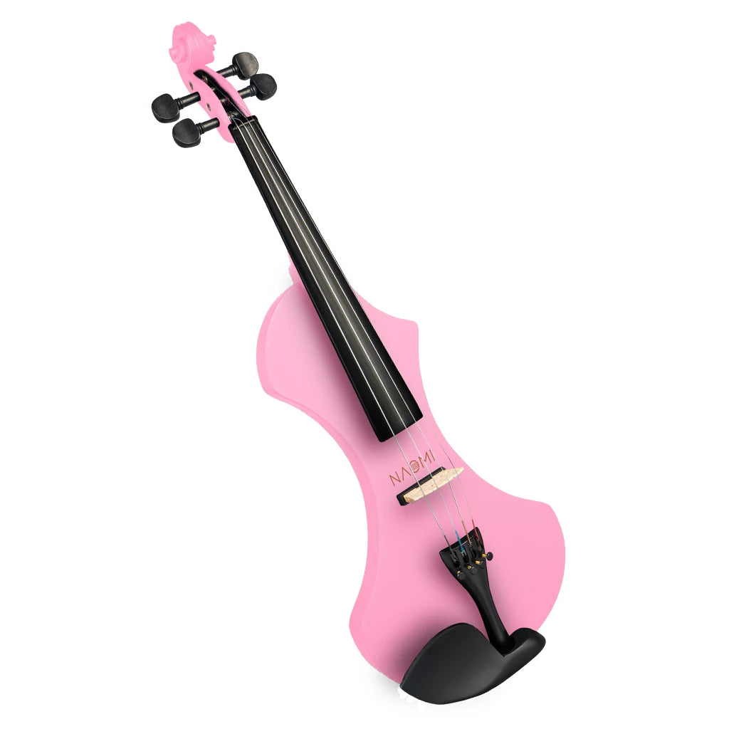NAOMI Exquisite Pink Electric Violin 4/4 Set w/ Brazilwood Bow+Case+Bag+Rosin+Bridge+Tuner+Strings Gifts For Beginner Student
