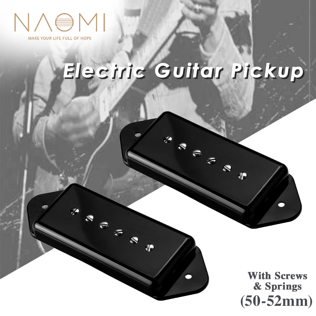 NAOMI 2pcs Dog Ear P-90 Pickup Neck&Bridge Set 50/52mm Pole Spacing Hum-Cancel High Quality Pickup For Electric Guitar