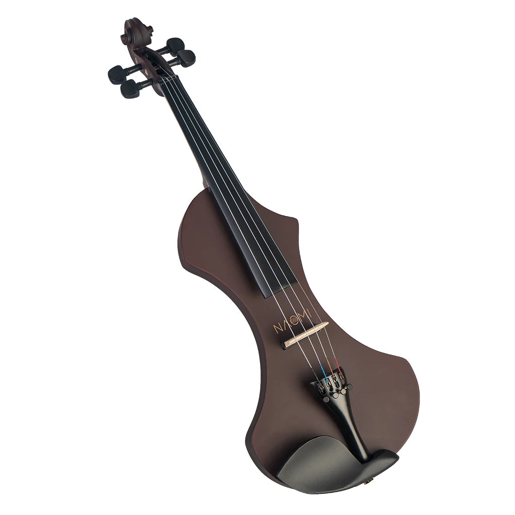 NAOMI 4/4 Full Size Violin With Case Electric Violin Solidwood Body Set w/ Brazilwood Bow+Violin Strings+Rosin+Tuner+Bridge