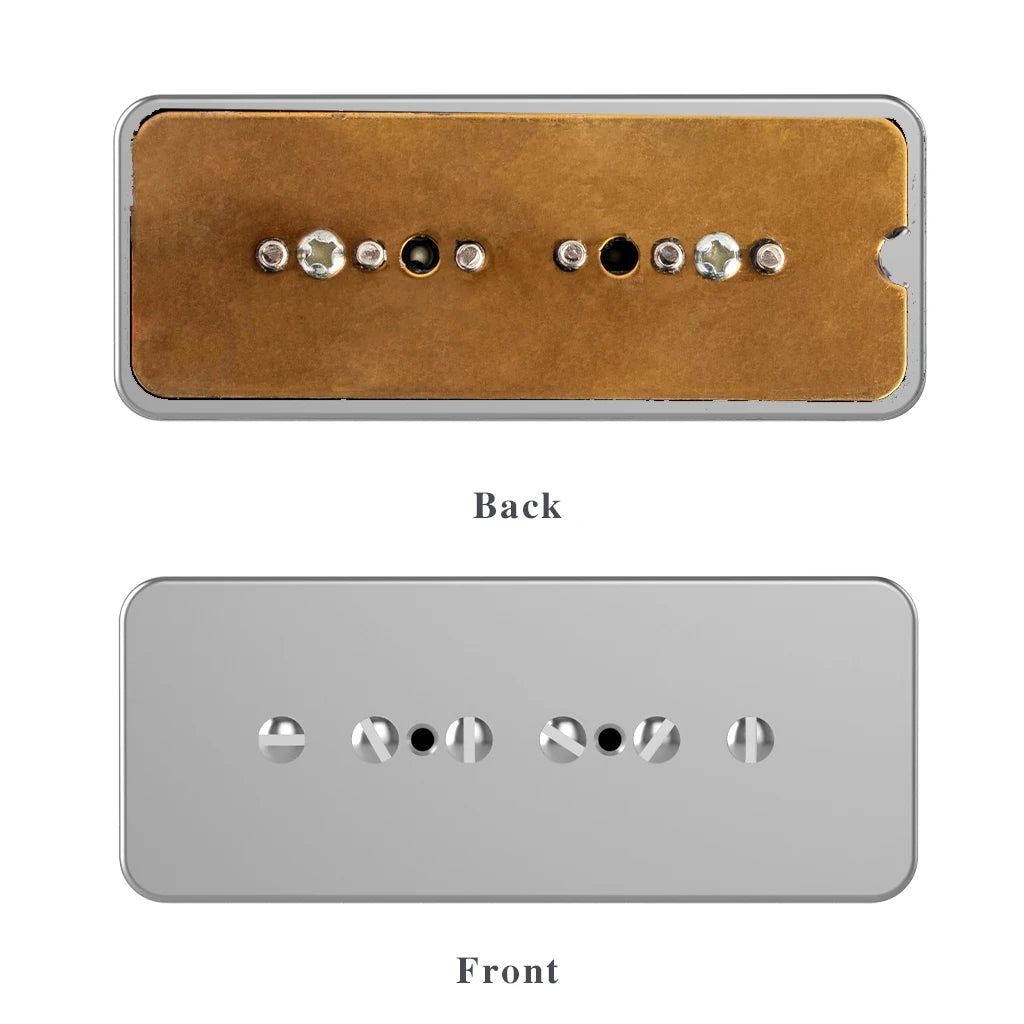 NAOMI 2pcs P90 Single Coil Electric Guitar Pickup Set Soapbar Neck&Bridge Pickup w/ Silver Metal Cover 6 Adjustable Pole Pieces
