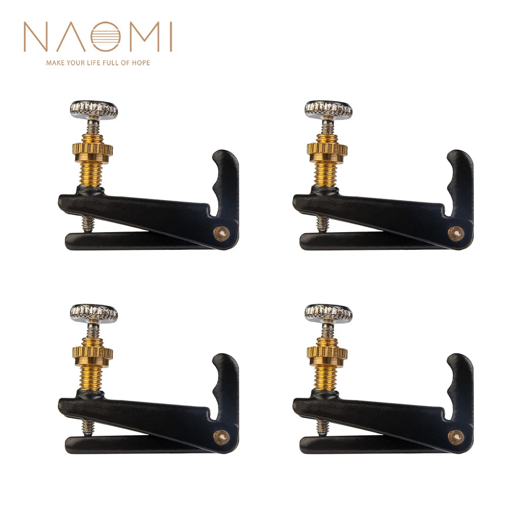 NAOMI 4pcs/1set Viola Fine Tuners Spinner Adjuster Strings Hooks Golden Plated Fit