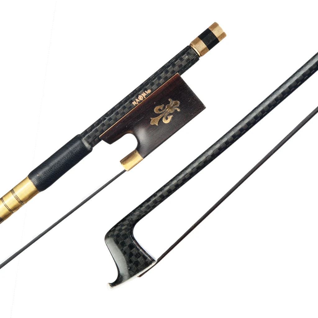 NAOMI  4/4 Full Size Grid Carbon Fiber Bow With Ebony Fleur-de-Lis Frog Black Mongolia Horse Hair