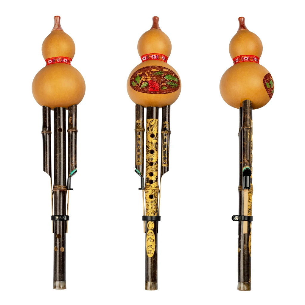 NAOMI Bamboo Hulusi C Key Chinese Yunnan Ethnic Gourd Flute Professional Performance Handmade By Craftsman Woodwind W/ Box