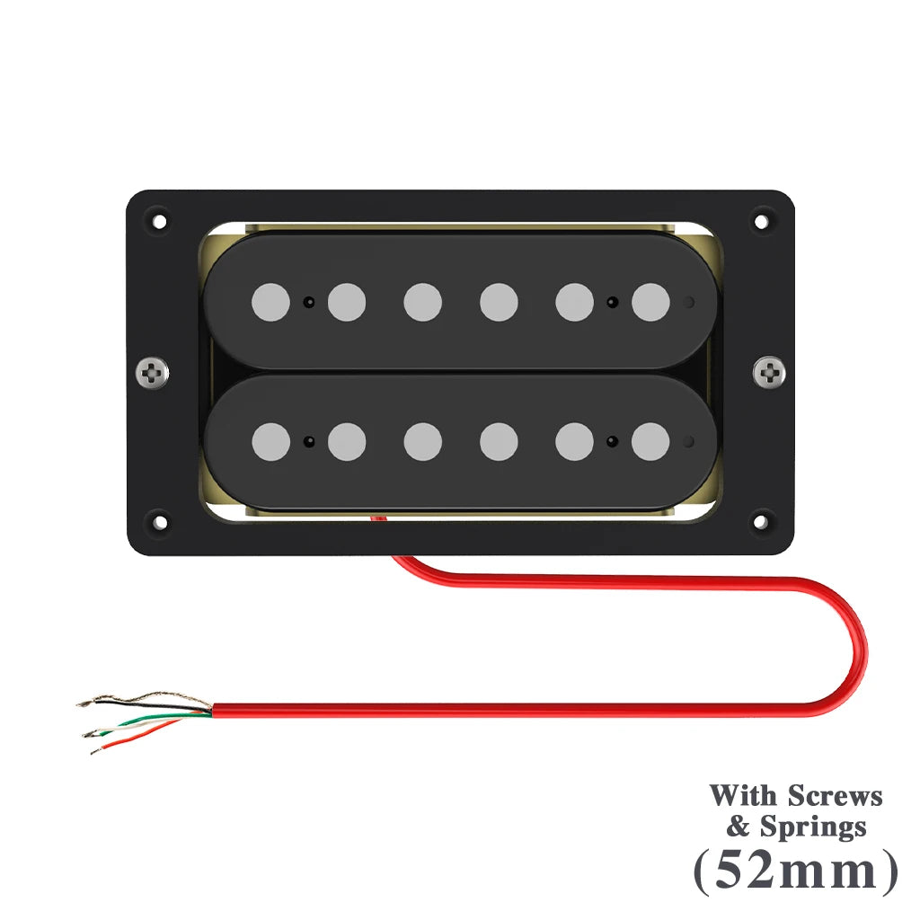NAOMI Bridge Humbucker Dual Coil Electric Guitar Pickup 52mm High Output 12pcs Flat Top Pole Pieces For LP Style Guitar