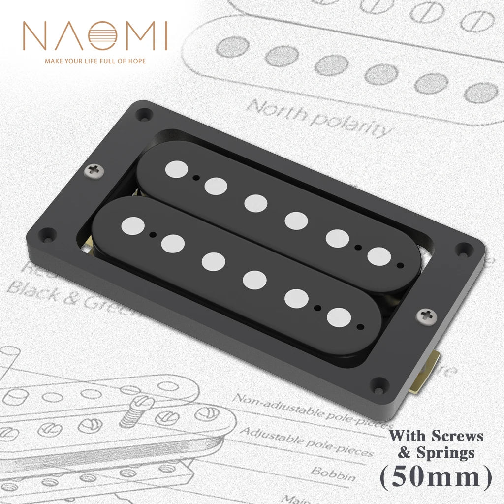 NAOMI Humbucker Electric Guitar Pickup Neck 50mm Ceramic Magnet Copper Base Plate w/ Cover Frame Mounting Ring High Output