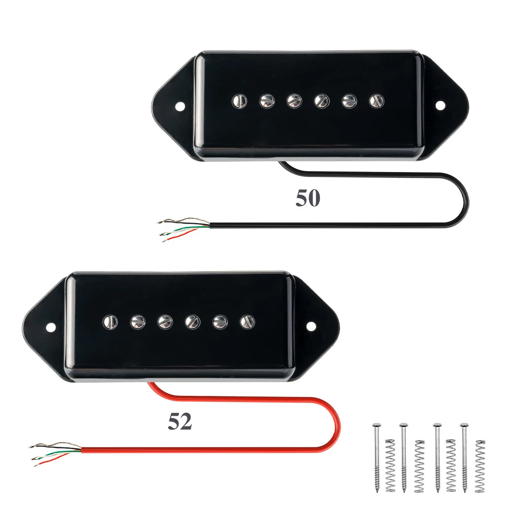 NAOMI 2pcs Dog Ear P-90 Pickup Neck&Bridge Set 50/52mm Pole Spacing Hum-Cancel High Quality Pickup For Electric Guitar