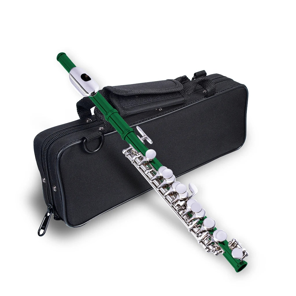 NAOMI Nickel Plated C Key Piccolo Green Color W/ Case Cleaning Rod And Cloth And Gloves Cupronickel Piccolo Set