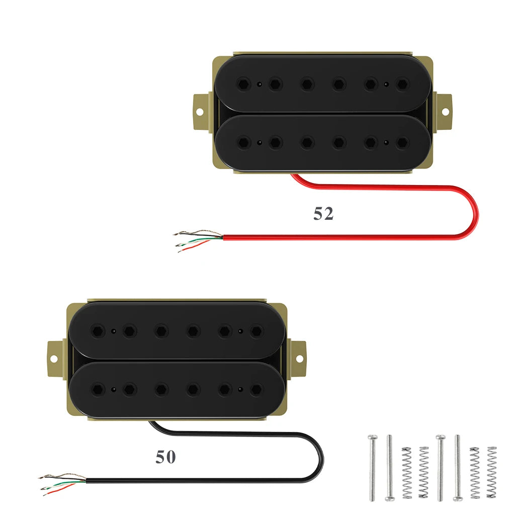 NAOMI 2pcs Electric Guitar Humbucker Pickup Set Neck-Bridge 50-52mm w/ Adjustable Hexagonal Screw Pole Pieces Ceramic Pickup