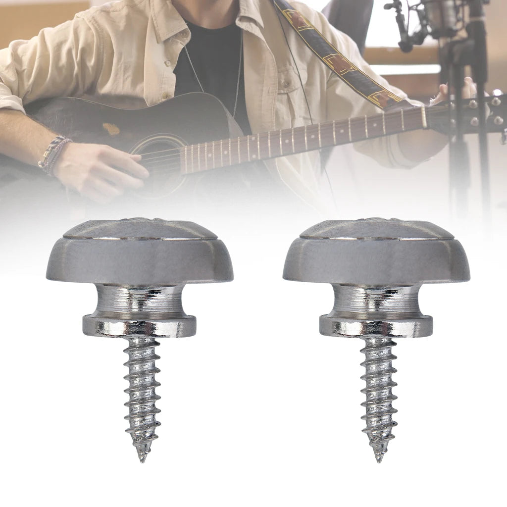 NAOMI 2pcs Guitar Strap Lock Flat Round Head Heavy Duty Metal Button Straplock Silver/Black/Golden Color For Electric Acoustic Guitar