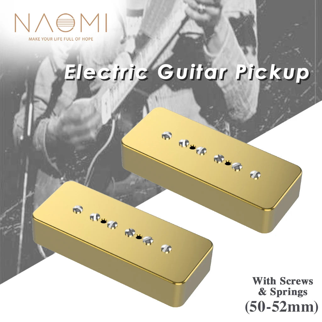 NAOMI 2pcs P90 Soapbar Pickup Bridge & Neck Single Coil Pickup Set Golden Metal Cover Ceramic Magnet For Electric Guitar Parts