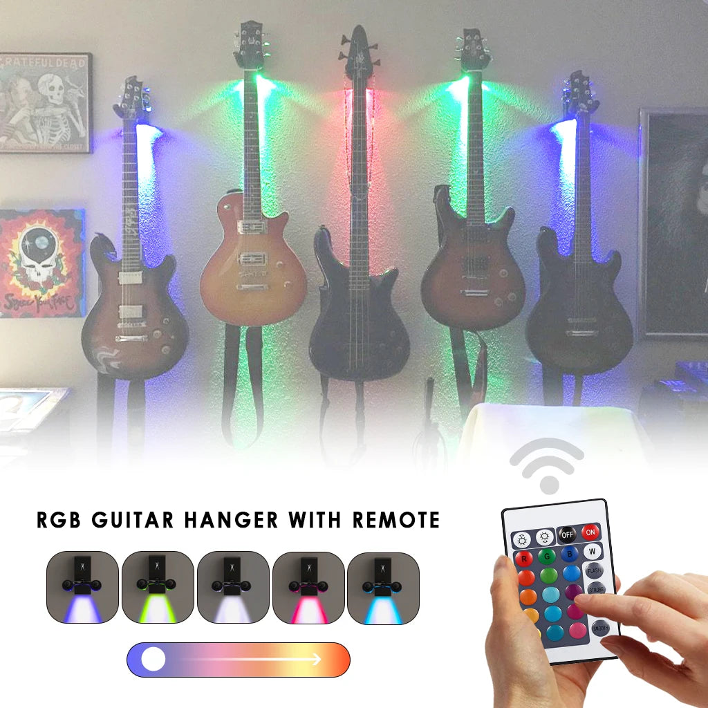 NAOMI Remote RGB LED Guitar Hanger Wall Mount Bracket Holder Hook Acoustic Electric Guitar Kepper