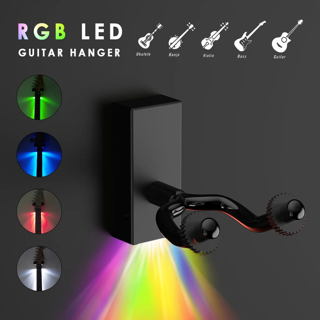 NAOMI Remote RGB LED Guitar Hanger Wall Mount Bracket Holder Hook Acoustic Electric Guitar Kepper