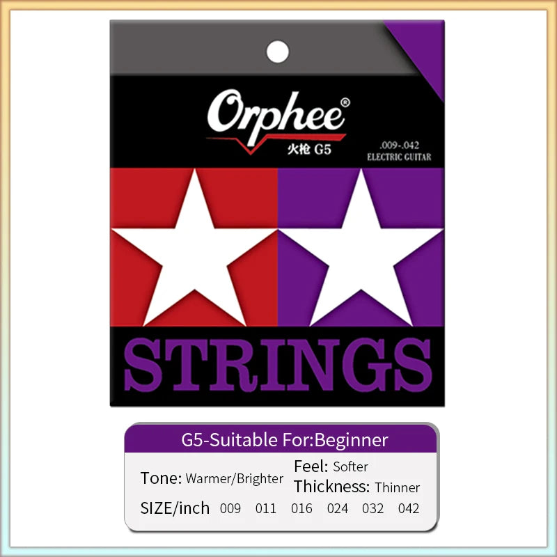 NAOMI Orphee 6pcs/1set Electric Guitar Strings G5/G6/G7 Pure Nickel Winding Nano Coating 18K Gold String Bead Guitar Accessories