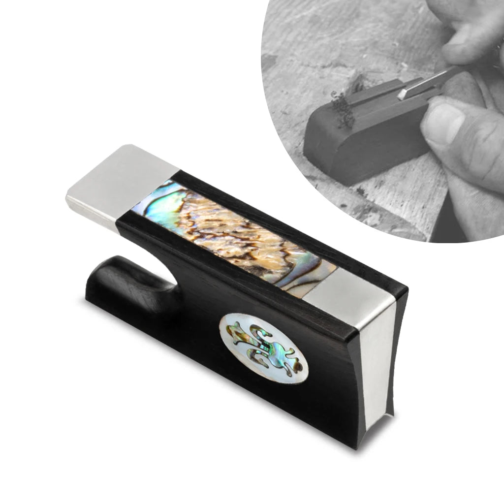 NAOMI Oval Shell Inlay Ebony Frog Violin Bow Parts 4/4 Violin Fiddle Bow Frog Luthier DIY Violin/Viola/Cello Bow Parts