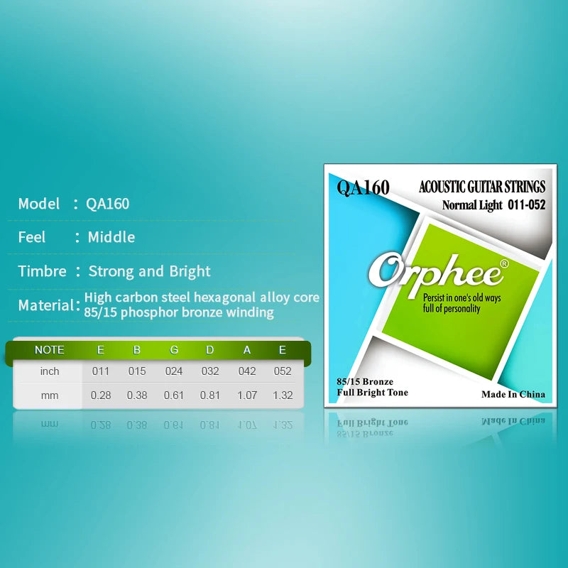 NAOMI Orphee Acoustic/Electric/Classical Guitar Strings Set Nickel Alloy Bright Tone Silver Line Full Timbre 85/15 Bronze