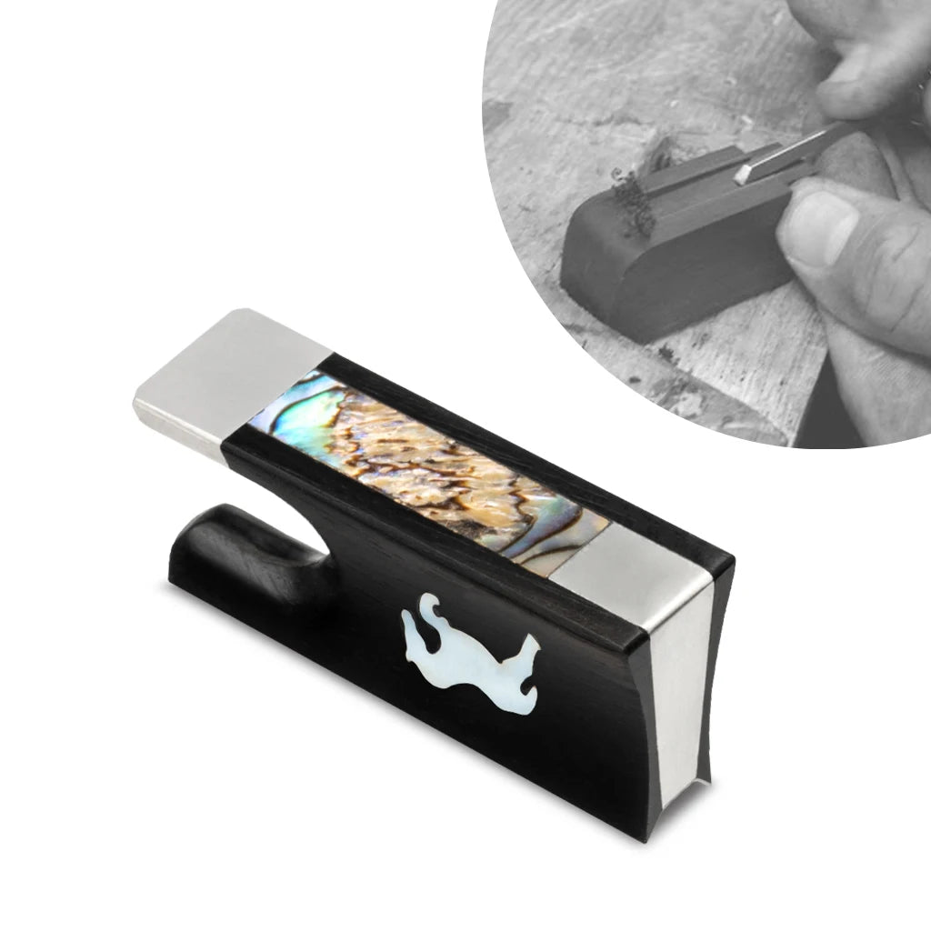 NAOMI Fully Lined Ebony Frog With Horse Pattern Inlay 4/4 Violin Bow Parts