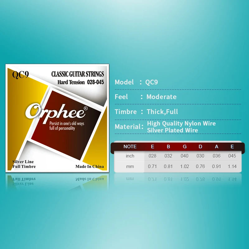 NAOMI Orphee Acoustic/Electric/Classical Guitar Strings Set Nickel Alloy Bright Tone Silver Line Full Timbre 85/15 Bronze