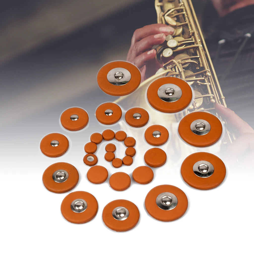 NAOMI Pack Soprano Alto Tenor Bartione Sax Saxophone Tan Leather Pads White Black Orange Sax Resonators Waterproof Wovwn Felt Pad Sets