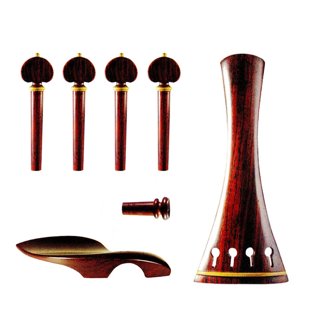 NAOMI Hill Style Rosewood Violin Parts 4/4 Tailpiece 4PCS Turning Pegs Endpin Chinrest Full Set