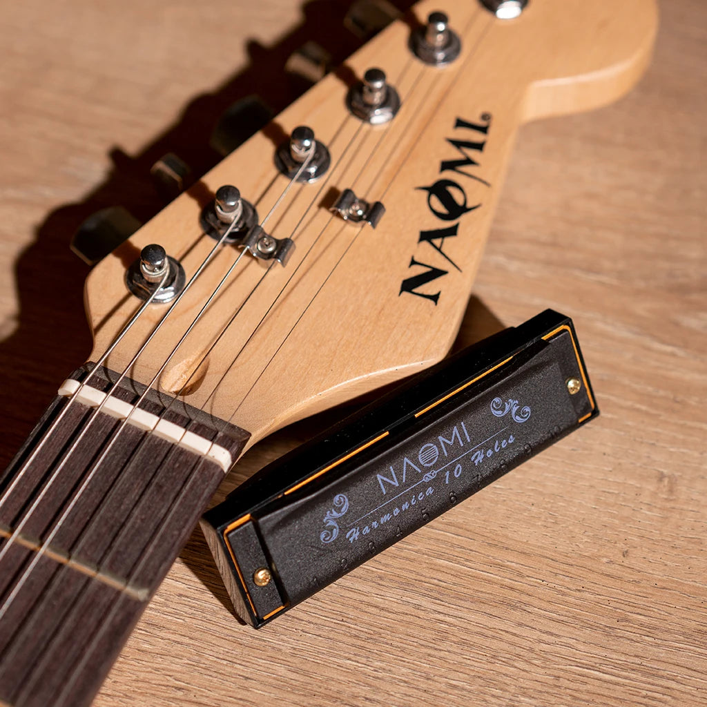 NAOMI Hoodoo Blues Harmonica 10 Holes Harmonica 3-Pack with Case C D G Tone Harmonica Set