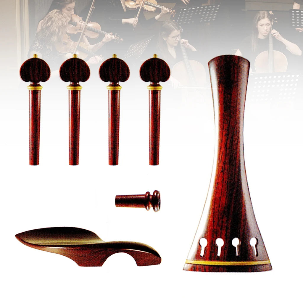 NAOMI Hill Style Rosewood Violin Parts 4/4 Tailpiece 4PCS Turning Pegs Endpin Chinrest Full Set