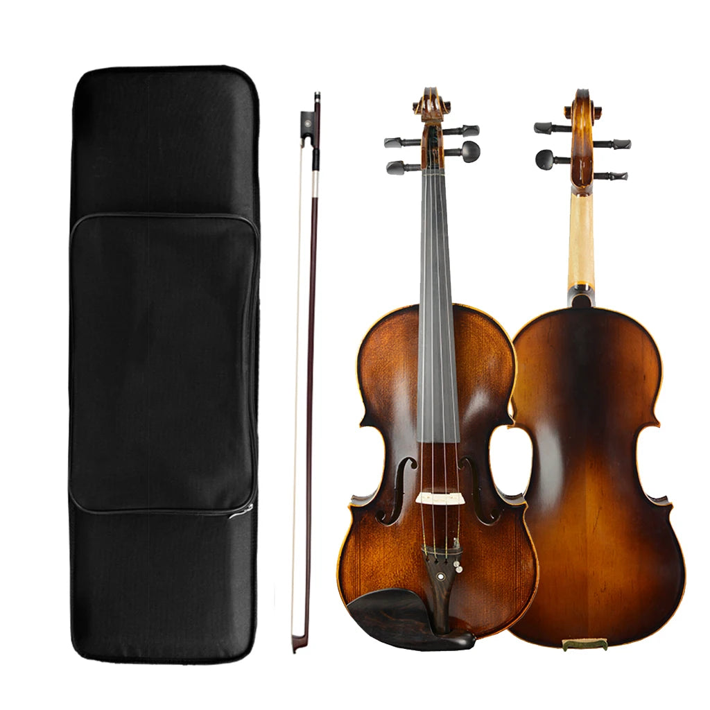 NAOMI Vintage 4/4 Size Student Violin Solidwood Maple Selected Aged Spruce Carefully Ebony Fitting Stain Vanish