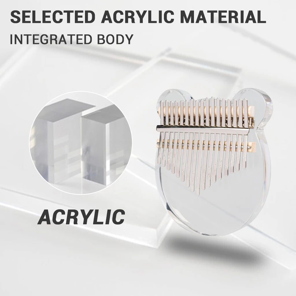 NAOMI 17 Keys Thumb Piano With Eva Bag Crystal Kalimba Acrylic Mbira Finger Piano Gifts For Kids Adult Beginners W/Tuning Hammer