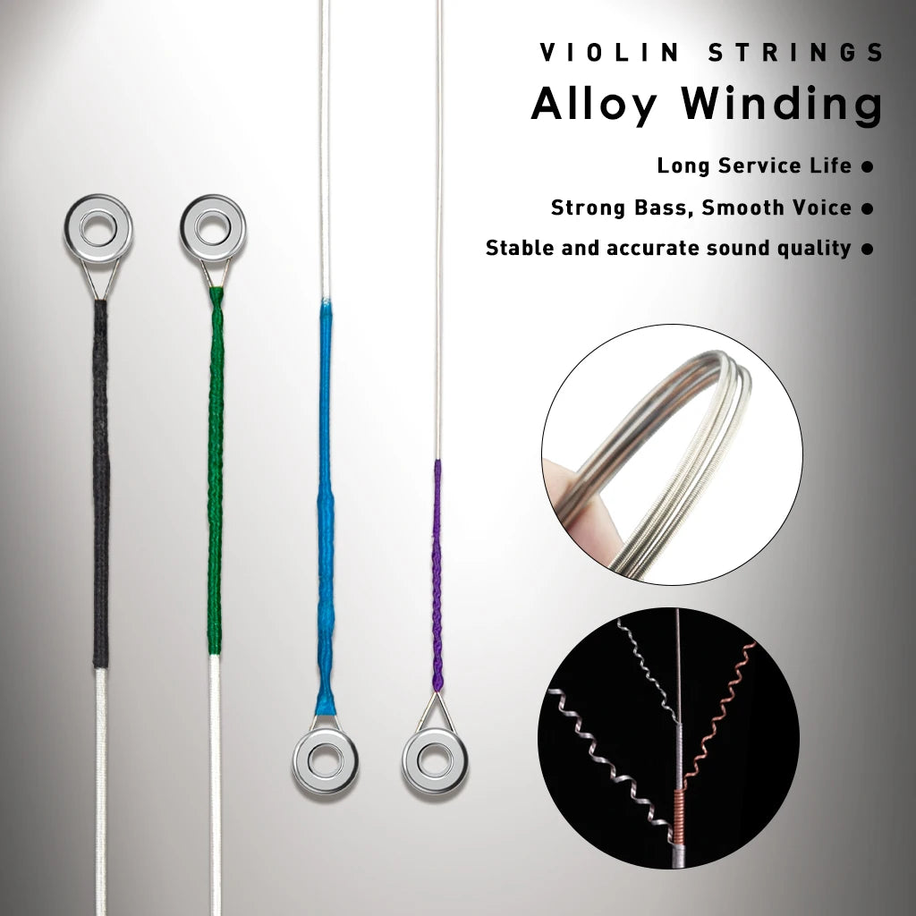 NAOMI 4/4 3/4 Violin Strings E-A-D-G Steel Core Aluminum Alloy Wound Fiddle  Instruments Parts V134 SET