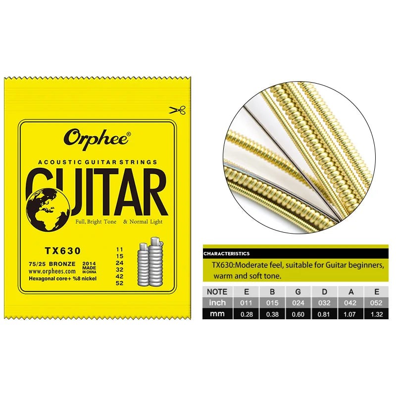 NAOMI Orphee Guitar Strings Anti-Rust Hexagonal Carbon Steel Silver Plated For Acoustic/Electric/Classical Guitarra Accessories