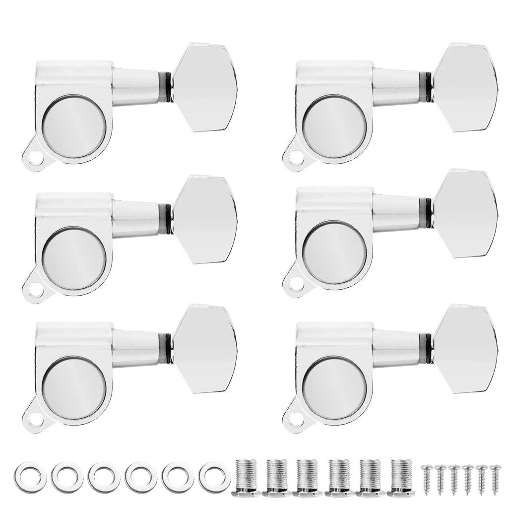 NAOMI 6pcs(6L 6R 3L3R) Guitar Tuners Machine Heads Gold/Chrome/Black Full Size Sealed String Tuning Pegs 15:1 Gear Ratio