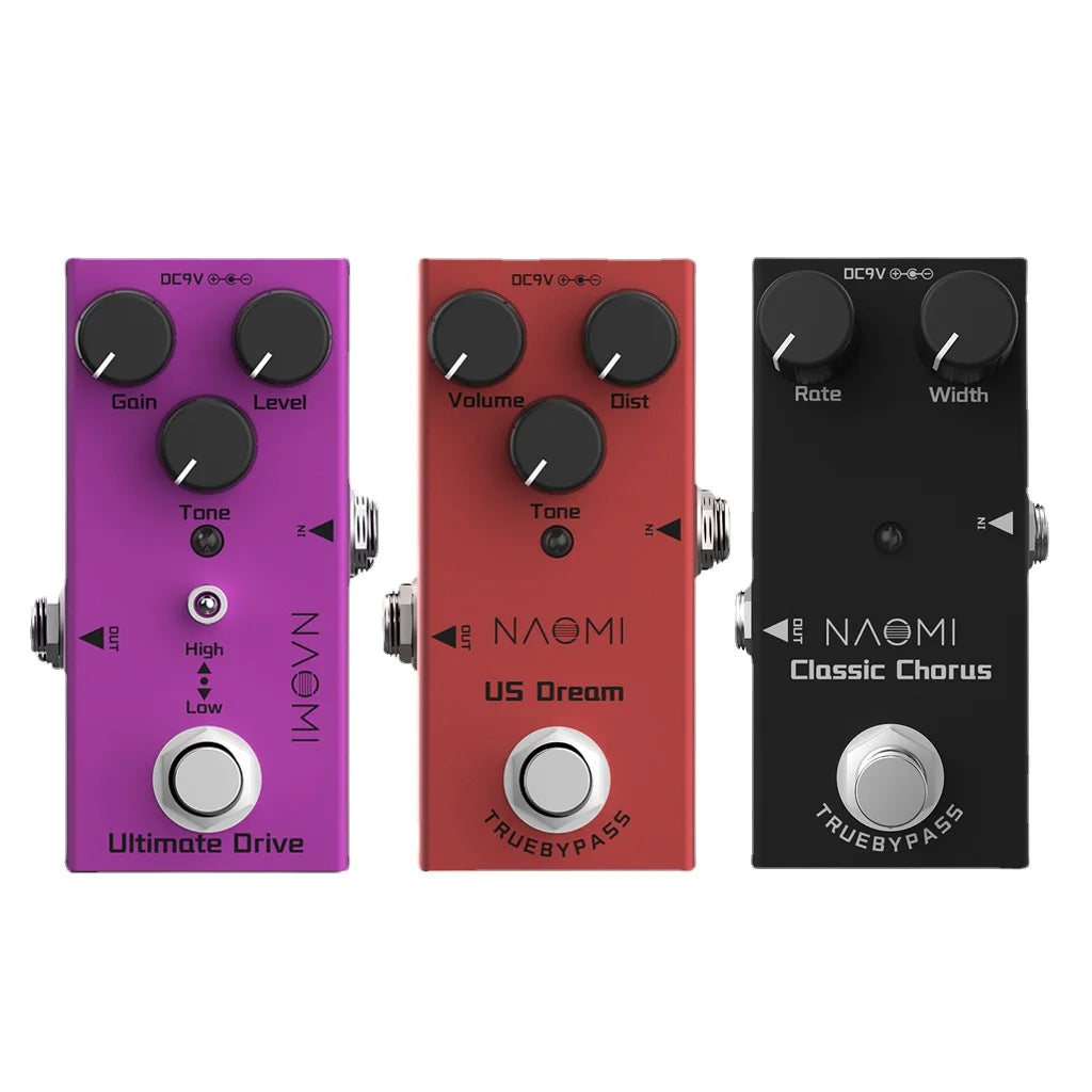 NAOMI Guitar Multi-Effects Ultimate Drive+US Dream+Classic Chorus DC 9V Mini Single Electric Guitar Pedal