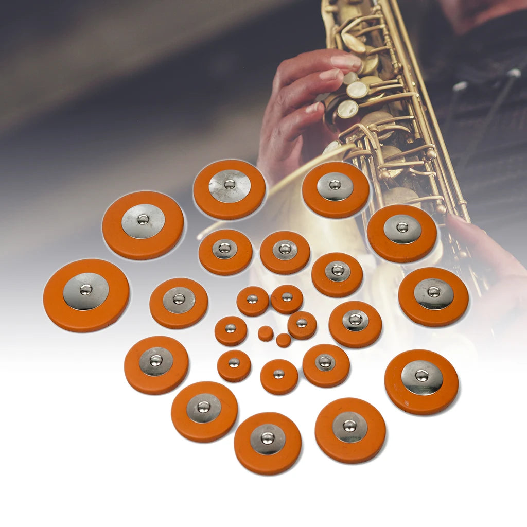 NAOMI Pack Soprano Alto Tenor Bartione Sax Saxophone Tan Leather Pads White Black Orange Sax Resonators Waterproof Wovwn Felt Pad Sets