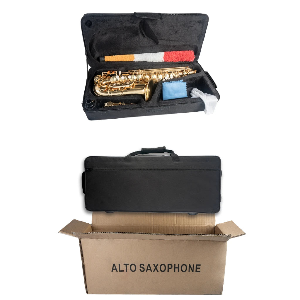 NAOMI Alto Eb Tune Saxophone Brass Gold Lacquer Sax With Case Mouthpiece 2.5 Alto Saxophone Reeds
