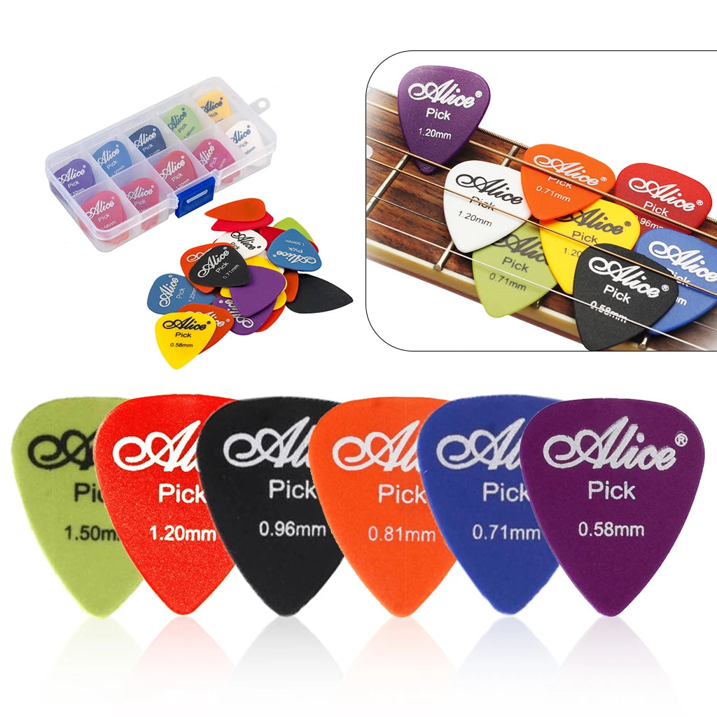 NAOMI Guitar Picks 24pcs Acoustic Electric Guitar Picks Plectrums + Pick Case Assorted Random Thickness Guitar Parts Accessories