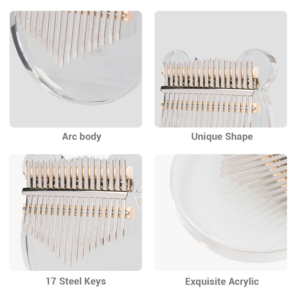 NAOMI 17 Keys Thumb Piano With Eva Bag Crystal Kalimba Acrylic Mbira Finger Piano Gifts For Kids Adult Beginners W/Tuning Hammer