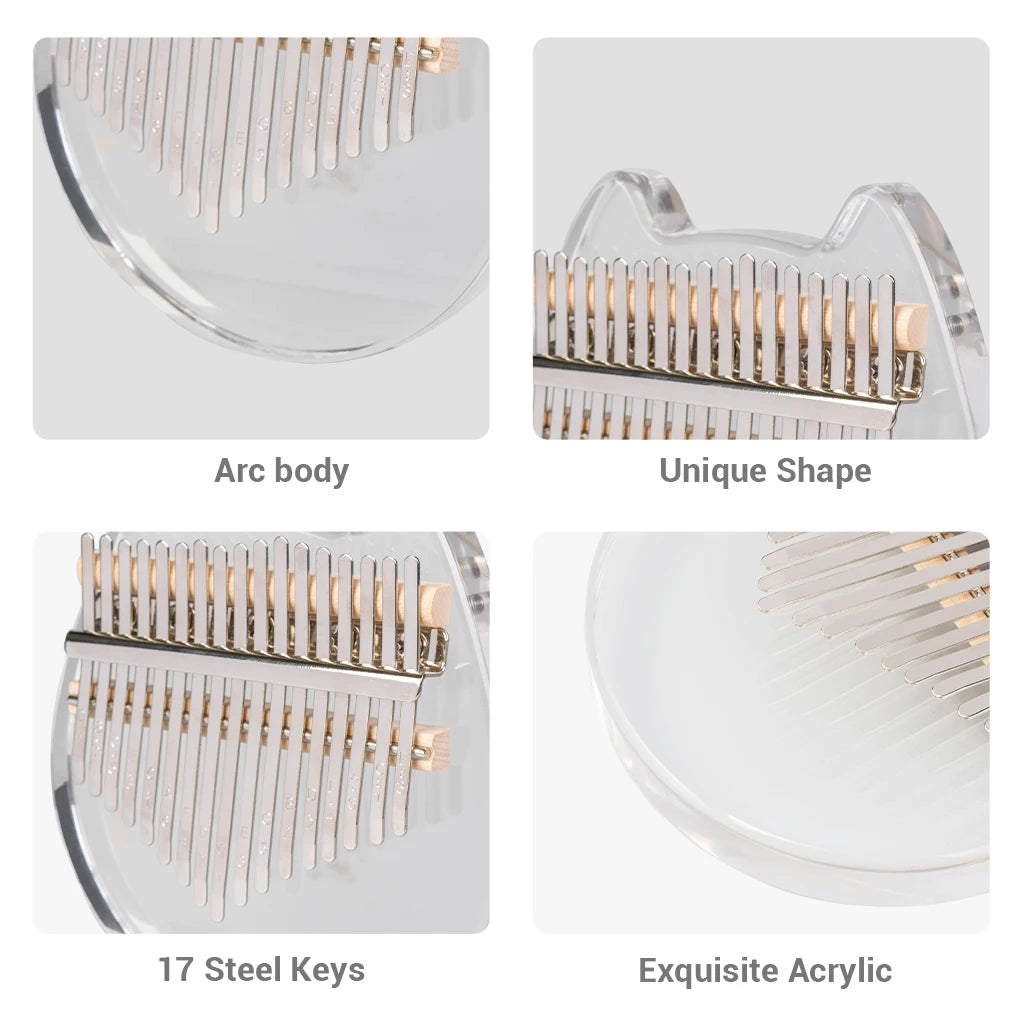 NAOMI K01-C Kalimba Instrument Cute Crystal Acrylic Material Kalimba Engraved Keys 17 African Thumb Piano
