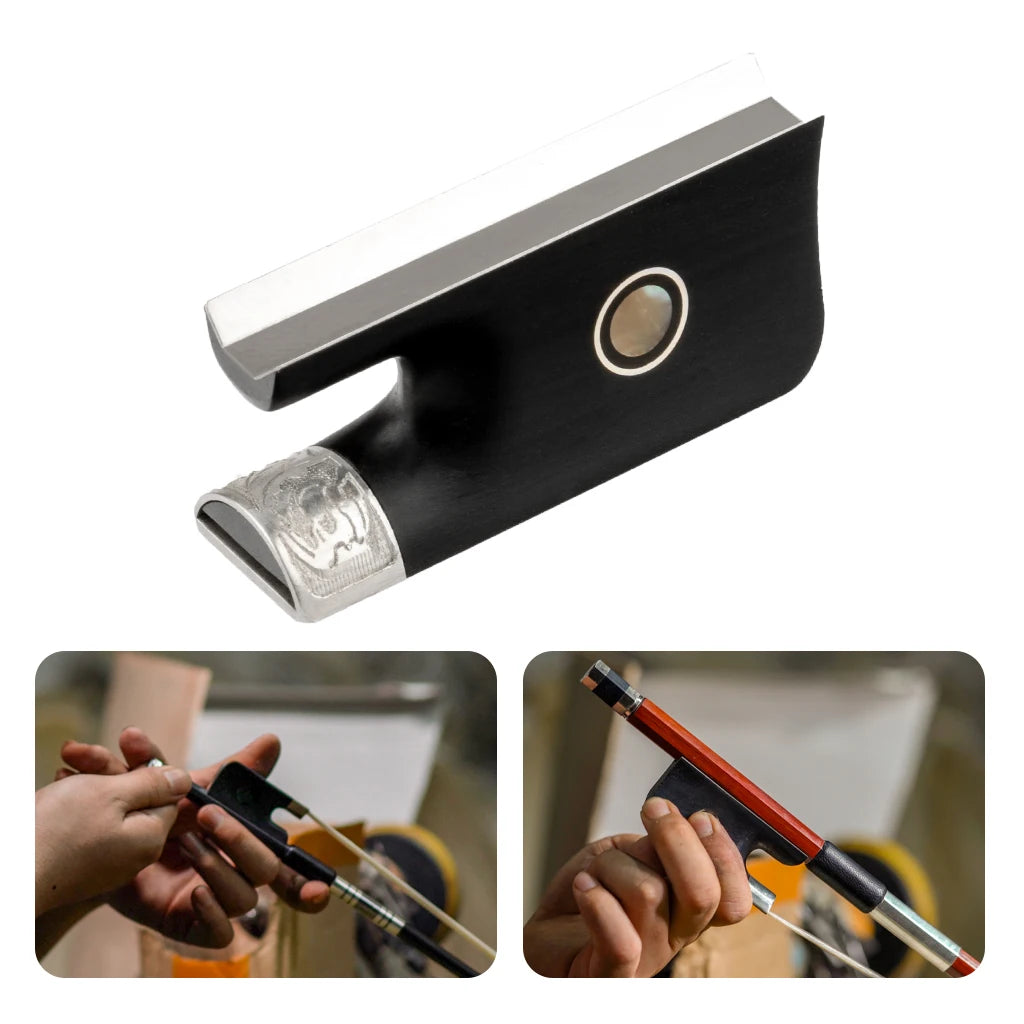 NAOMI Ebony Carved  Frog For Pernambuco Cello Bow Cupronickel Part Handmade