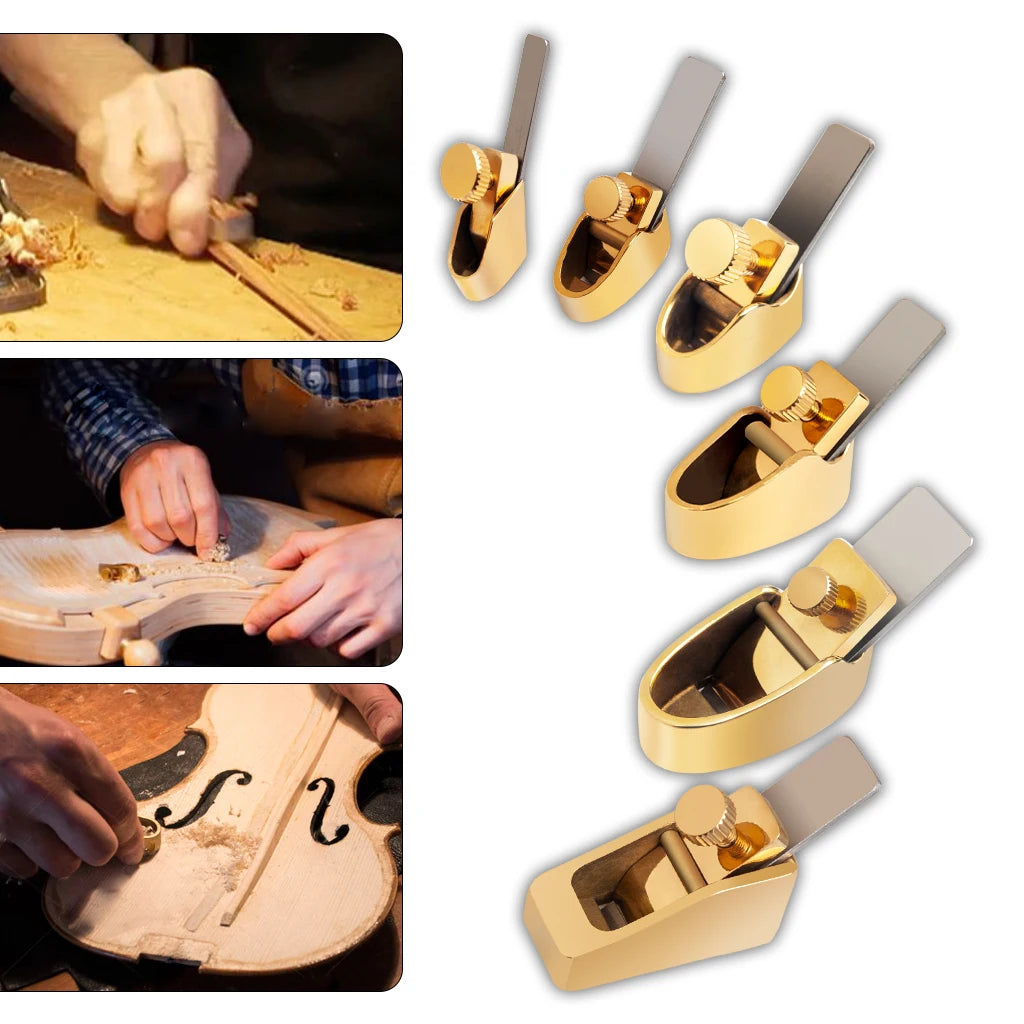 NAOMI SET 6PCS Pure Brass Planes Violin Viola Making Tools Luthier Tools Woodworking Mini Thumb Plane Cutter Curved Sole Flat Bottom