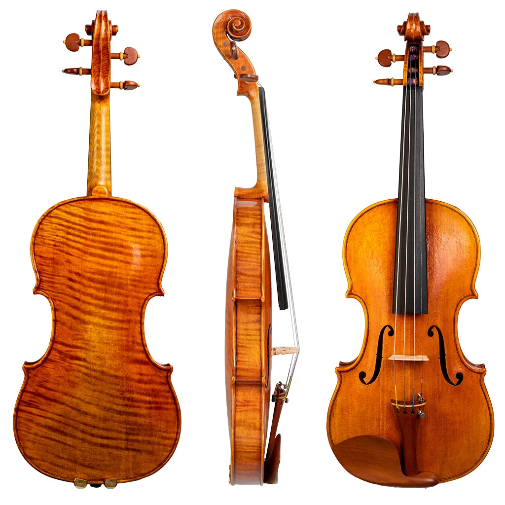 NAOMI Handcraft Master Antique Style Full Size Violin 4/4 One Piece Back Flamed Wood Power Rich Sound Orchestra Violinist